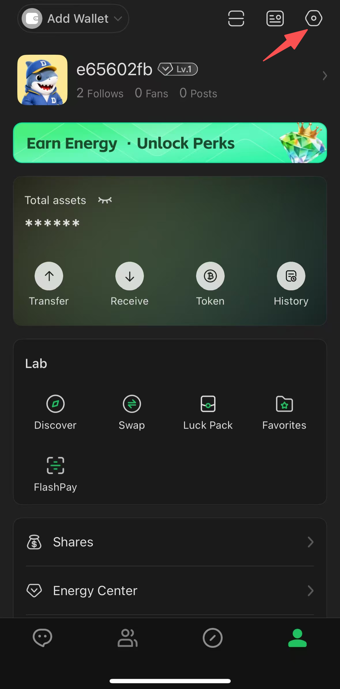 Open My and select the Settings icon